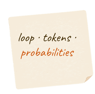 loop, tokens, probabilities